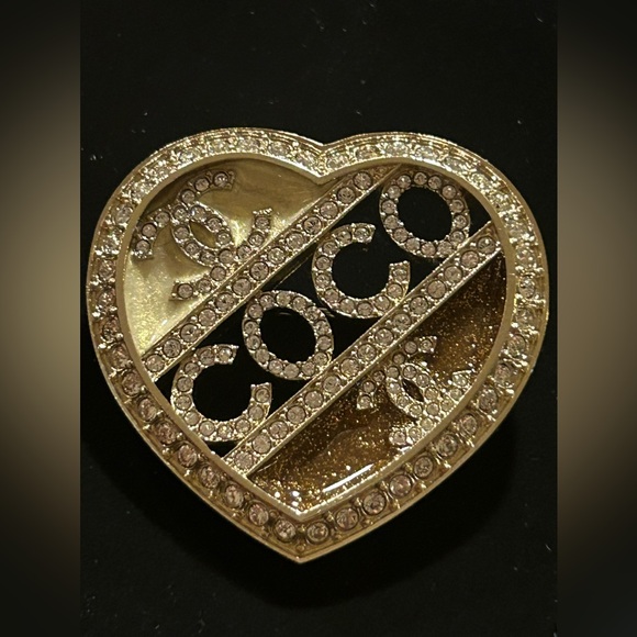 Chanel Crystal CC and Coco Mark Brooch Silver and Pink C23B - Picture 8 of 16